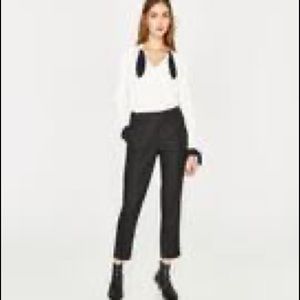 Zara contrast bow top white blouse women's XS